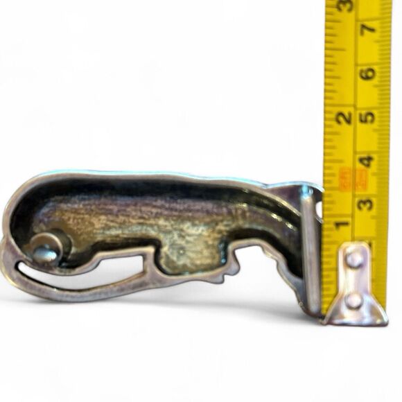 VINTAGE Woman's LEOPARD Belt Buckle Brass Gold Tone w/ RHINESTONE 3.5" - Picture 5 of 6